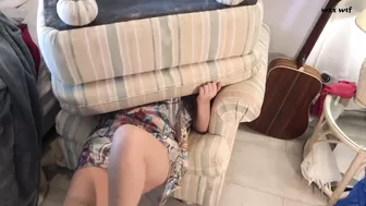 Erin Electra_Stepmom is Stuck under the Ottoman