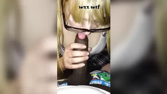 Blonde Girl with Glasses Sucks very Thick BBC_ChickenCow619_720p