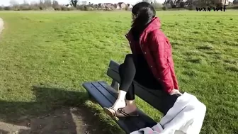 Candid Camilla, Shoe Dangling on a Public Bench_Camilla Tootsie_720p