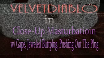 Close up Masturbation W⁄ Gape, Buttplug, and Pushing out the Red Buttplug_VelvetDiablo69_720p