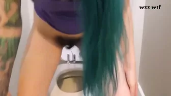 Pissing in Toilet Compilation - Pee Fetish Voyeur - Hairy MILF Bush Pisses_Foxy Farrah_720p