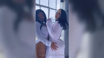 chynnamayberry1 onlyfans Flat-chested girl touches boobs and pulls wet pink hole