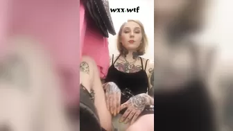 Busty Tattooed Blonde Masturbating in Public Fitting Room_slutty spice_720p