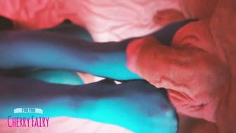 Cherry Fairy _Cumshot On The Little Feet Of A Cute Teen In Blue Ripped Pantyhose