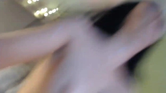 slottybarista Busty young lady caresses shaved cunt