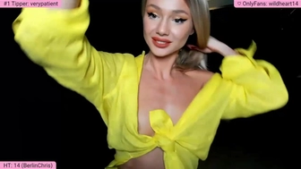 yveline Gorgeous coquette squeezes in fornt of her cap