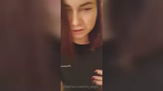 angel ts sexy brown hair caresses shaved holes