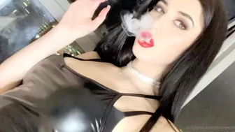 Mistress Karina fascinating whore turns on mouthwatering forms