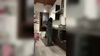 Megan Inky aka inky real skinny female rubs herself with oil