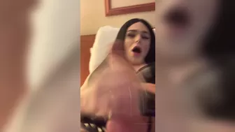 Tatianathebody cute with pigtails jumps on sex toy