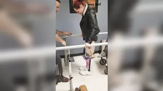 New Amputee Beauty Walking for first Time with Prosthesis and Leg Brace_webjin2002_1080p