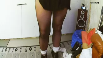 Seamless Black Pantyhose White Socks High Heels no Panties_luckiestcuple_1080p