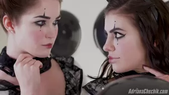 AdrianaChechik cute baby fucks herself with black dildo fingers