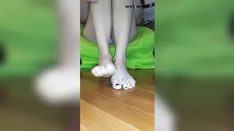 Sexy Long Legs Puts Nylons on after Curling her Finger Toes and Soles_The Kowardly Kitten_1080p
