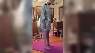 Stripping Nude Yoga Set to Music Workout Sex Gym Mat_SlaveWray_720p