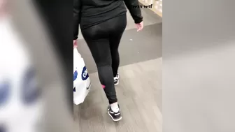 Wife out Shopping with see through Leggings Showing Bright Panties_revolvingd00r_1080p